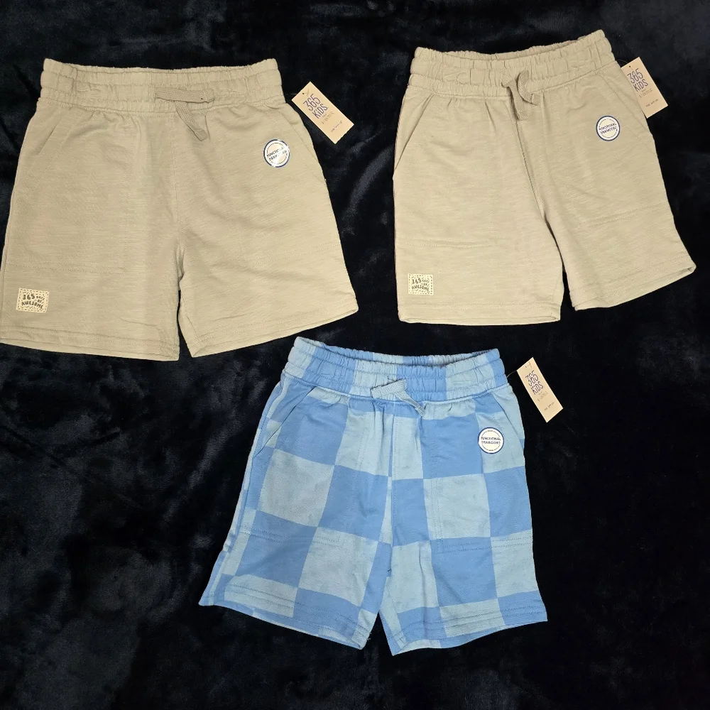 365 Kids Boys Sz 6 FRENCH TERRY SHORTS Gray/blue Pockets/New/Lot of 3/Summertime - Picture 1 of 4